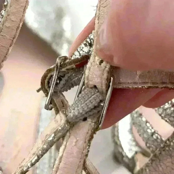 Nine West womens heels size 8 Magnar silver crackled leather holiday new years - Picture 13 of 15